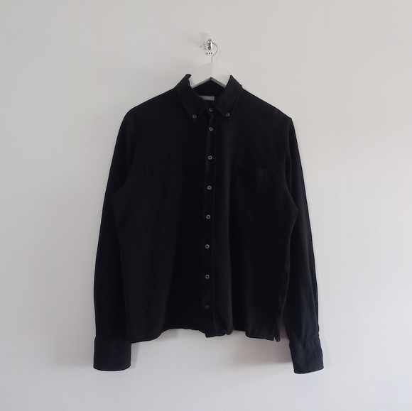 Sunspel Button Up Shirt - 100% Cotton Navy Shirt - Size Large - Picture 2 of 4